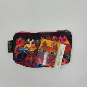 Laurel Burch Cats Zipper Pouch 7 x 4 Makeup purse pink LB4102